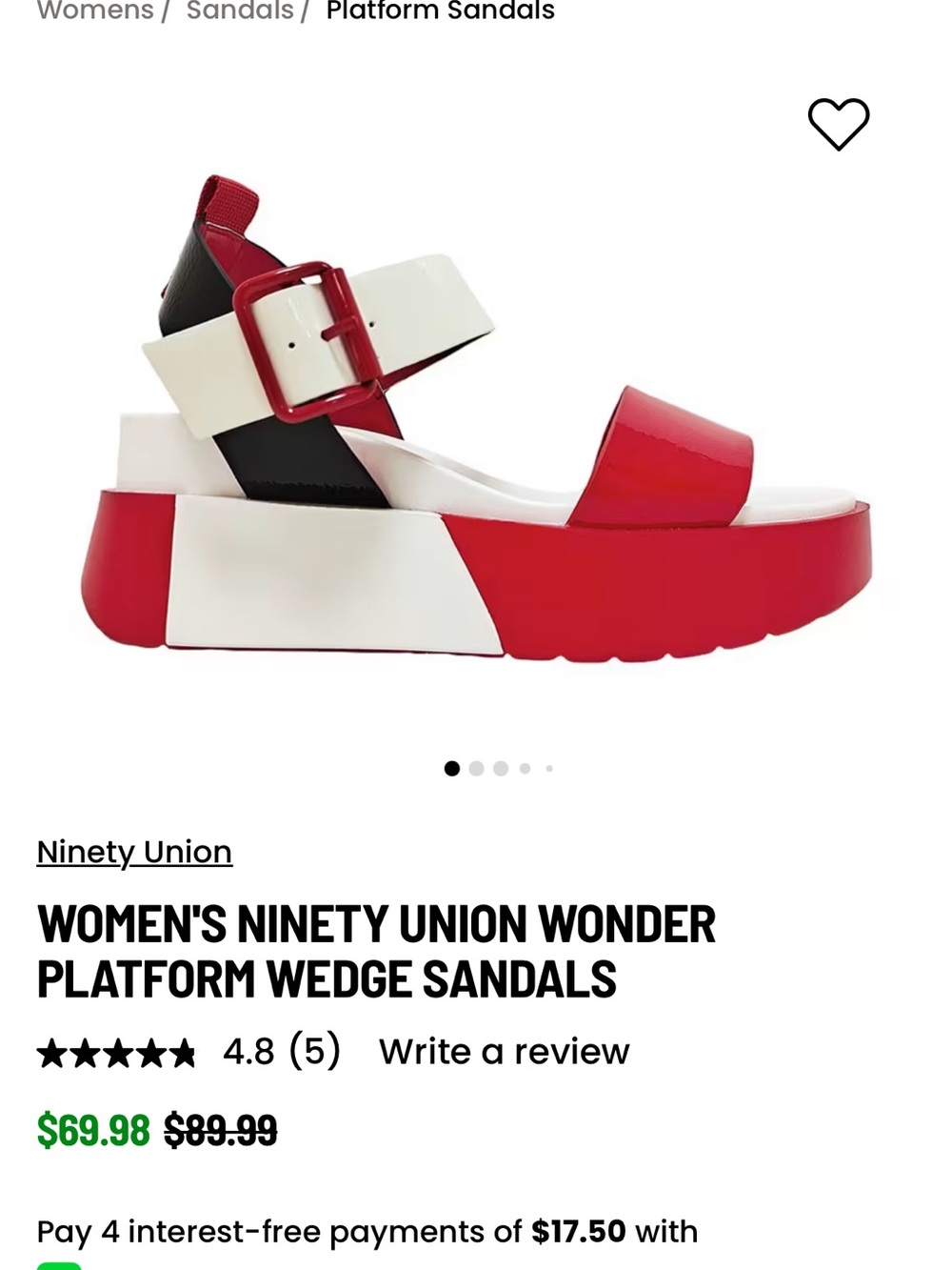 Women's Patent Red, White & Black Platform Sandals - Picture 6 of 6
